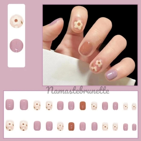 2/$16 Pink Floral Short Press On Nails - Picture 6 of 16